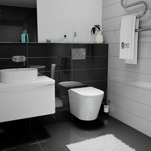 Унитаз подвесной Point Виктория безободковый, белый, сиденье дюропласт микролифт быстросъем, PN41061. Фото 6
