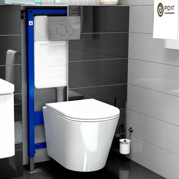 Унитаз подвесной Point Виктория безободковый, белый, сиденье дюропласт микролифт быстросъем, PN41061. Фото 7