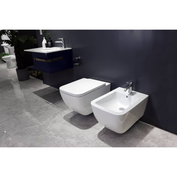 Унитаз подвесной SMARTFLOW VIGENTE безободковый с микролифтом SMF811-WH, белый. Фото 3