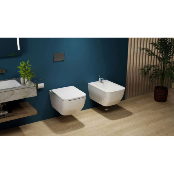 Унитаз подвесной SMARTFLOW VIGENTE безободковый с микролифтом SMF811-WH, белый. Фото 4