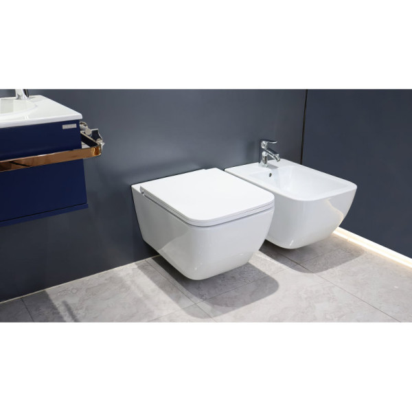 Унитаз подвесной SMARTFLOW VIGENTE безободковый с микролифтом SMF811-WH, белый. Фото 5