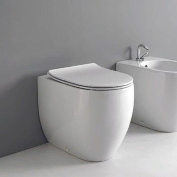 унитаз приставной 48см, слив в стену, в комплекте с крепежом WB5N, цвет белый. Фото 1