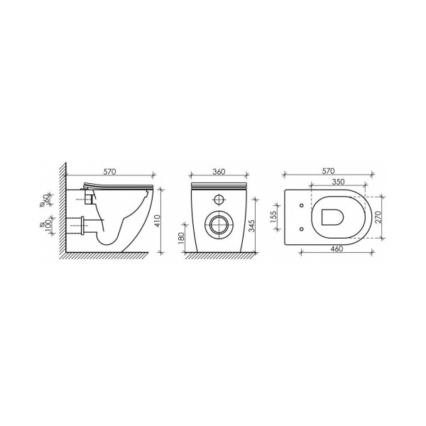 Унитаз приставной Maretti Elena безободковый с микролифтом, EA10PRBM14-844, белый. Фото 3