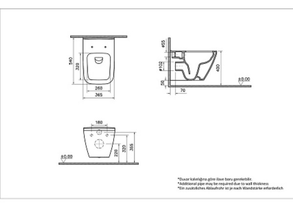 Унитаз Vitra Integra Square 7082B003-0075 подвесной, безободковый. Фото 3