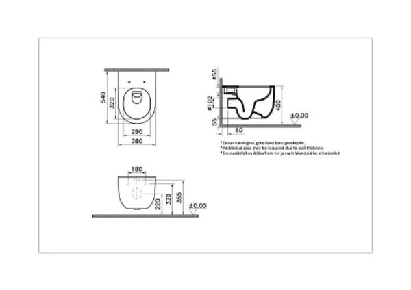 Унитаз Vitra Liquid 7321B403-0075 подвесной, безободковый, белый глянец. Фото 3