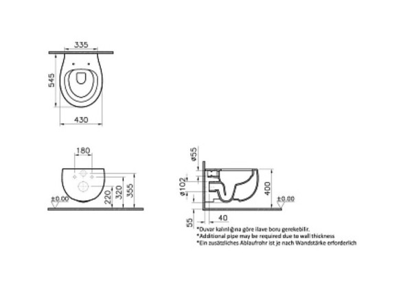 Унитаз Vitra Memoria 5885B403-0101 подвесной, безободковый, белый глянец. Фото 3