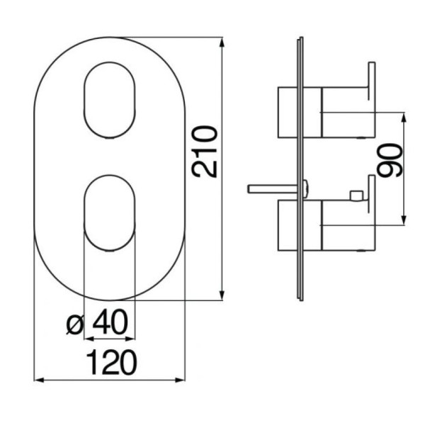 UP94102CR UP термостатический смеситель для ванны (внешняя часть). Фото 3