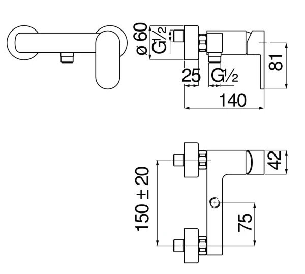 UP94130BM UP смеситель для душа, матовый черный. Фото 2