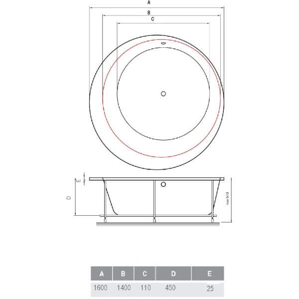 Ванна акриловая отдельностоящая Vayer BOOMERANG Гл000010534, 160x160. Фото 2