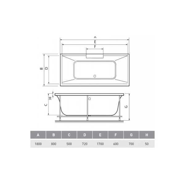Ванна акриловая Relisan EcoPlus Дунай Гл000026740, 180х80. Фото 2