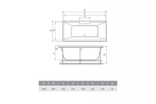 Ванна акриловая Relisan EcoPlus Дунай ППУ Гл000023025, 180x80. Фото 2