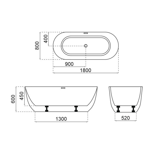 Ванна акриловая SMARTFLOW Grande SMF8651, 180x80 см. Фото 2