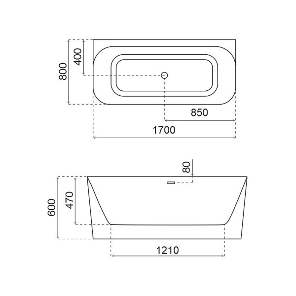 Ванна акриловая SMARTFLOW Prime SMF8625-1.7, 170x80 см. Фото 2