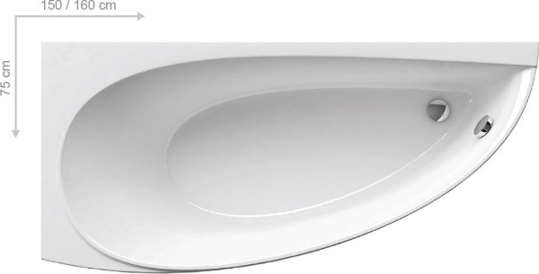 Ванна AVOCADO 160 левая, белая. Фото 1