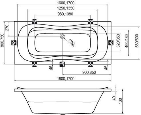 Ванна Campanula II 170х75 белая. Фото 2