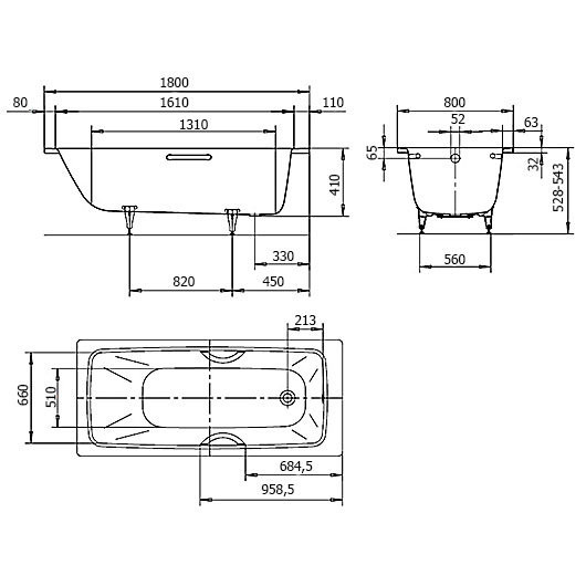 Ванна Cayono Мод.751 180х80x41 белый. Фото 2