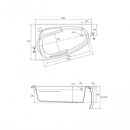 Ванна Cersanit асимметричная JOANNA 150x95 левая. Фото 4
