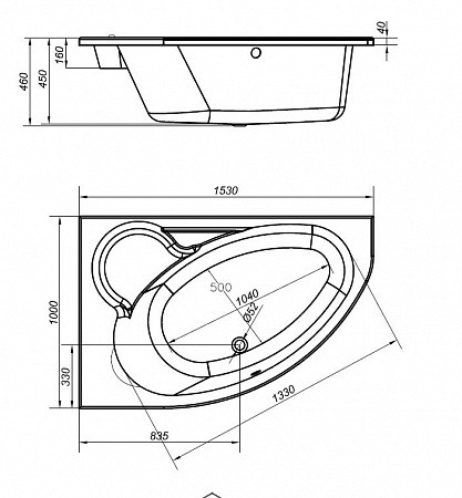 Ванна Cersanit асимметричная KALIOPE 153x100 левая. Фото 4
