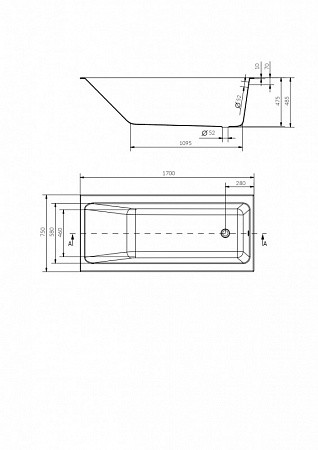 Ванна Cersanit прямоугольная CREA 170x75 белый. Фото 4