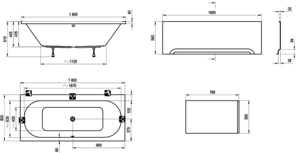Ванна CITY 180х80 белая (для установки в короб). Фото 5