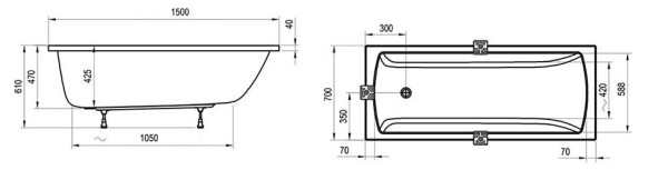 Ванна CLASSIC II 150x70 N белая. Фото 1