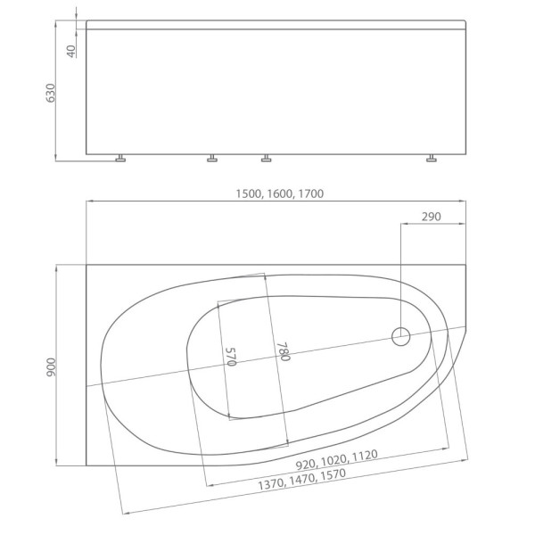 Ванна Дива 150*90 левая. Фото 3