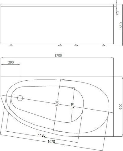 Ванна Дива 170*90 правая. Фото 2