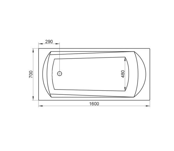 Ванна DOMINO PLUS 160х70 белая. Фото 2