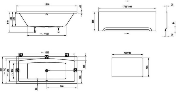 Ванна FORMY 02 180x80 белая. Фото 2