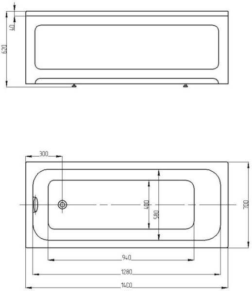 Ванна Мия прямоугольная 140*70 см. Фото 2
