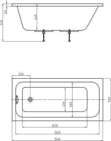 Ванна Мия прямоугольная 150*70 см. Фото 1