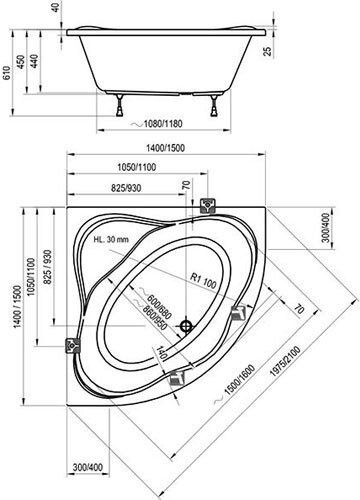 Ванна New Day 140х140 белая. Фото 2