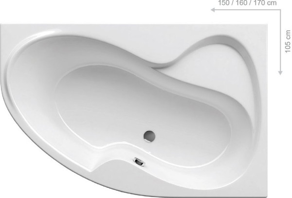 Ванна Rosa II 160х105 правая белая. Фото 1