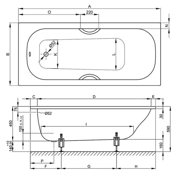 Ванна с шумоизоляцией 180х70х45,BetteGlasur® Plus, белая (для стандартного слива-перелива). Фото 4