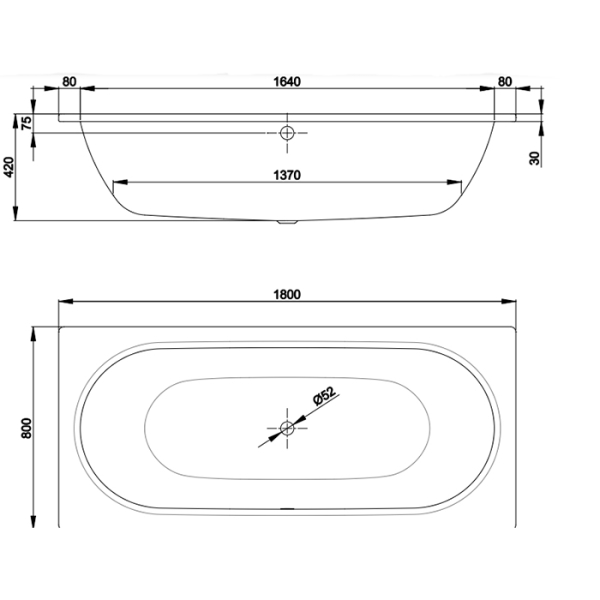 Ванна с шумоизоляцией 180х80х42, белая. Фото 3