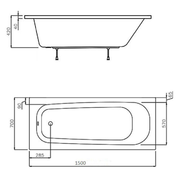 Ванна SEPTIMA 150х70 белая. Фото 4