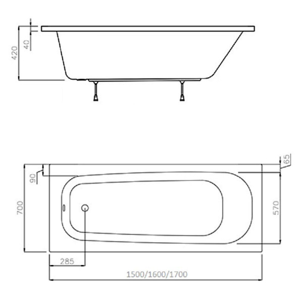 Ванна SEPTIMA 170х70 белая. Фото 4