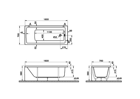 Ванна VITRA Neon 52520001000 160x70. Фото 3