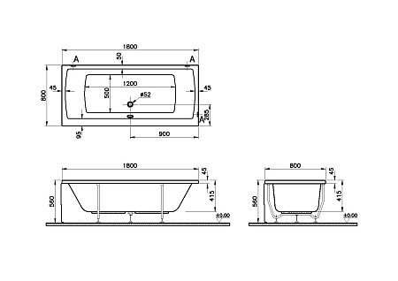 Ванна VITRA Neon 52540001000 180x80. Фото 3