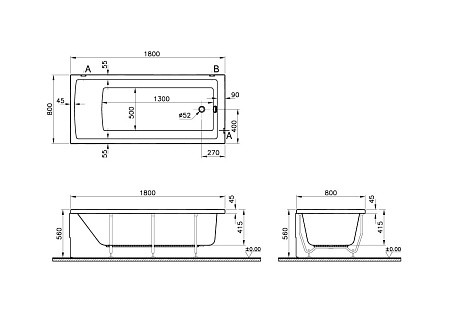 Ванна VITRA Neon 55840001000 180x80 см. Фото 3