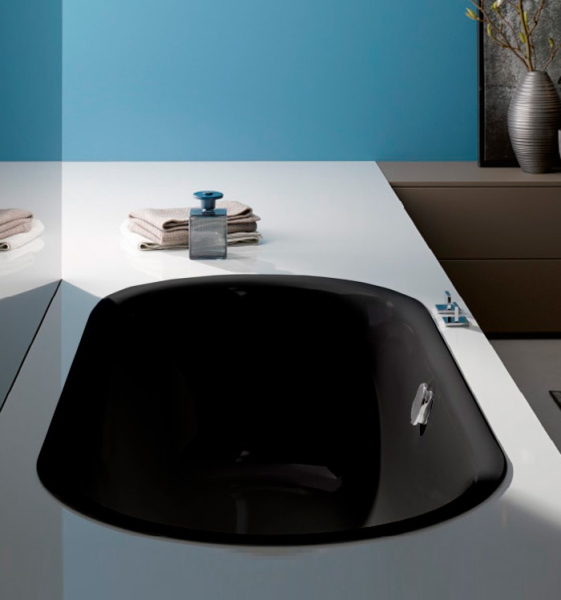 Ванна встраиваемая овальная с шумоизоляцией 190x90x45 см, цвет черное дерево(матовый)  (для удлиненного слива-перелива). Фото 3