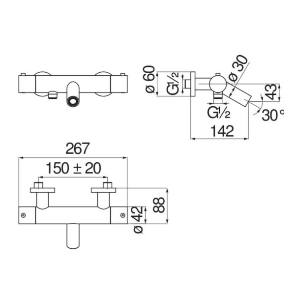 VE125010/1CR VELIS термостатический смеситель для ванны. Фото 2