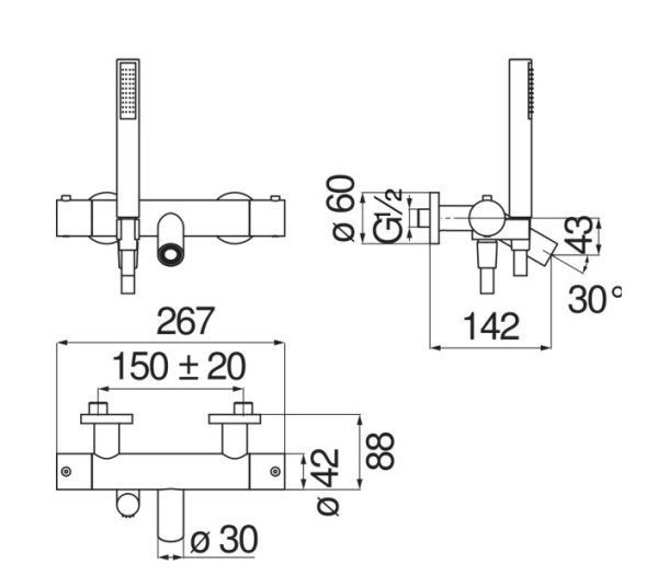 VE125010/1RCP VELIS термостатический смеситель для ванны, красное золото. Фото 2