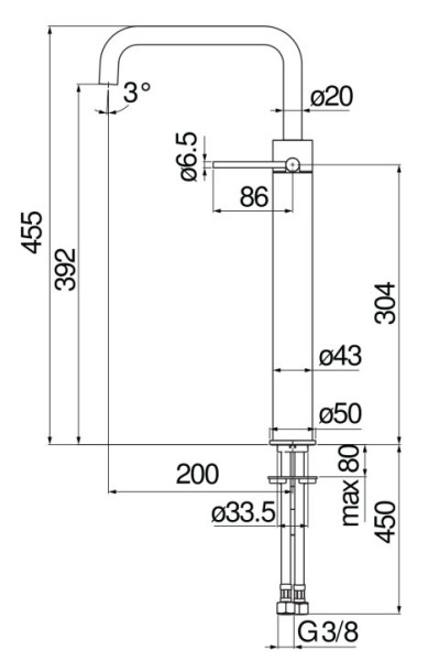 VE125128/3FLP VELIS смеситель для раковины, без донного клапана 392, глянцевый черный. Фото 3