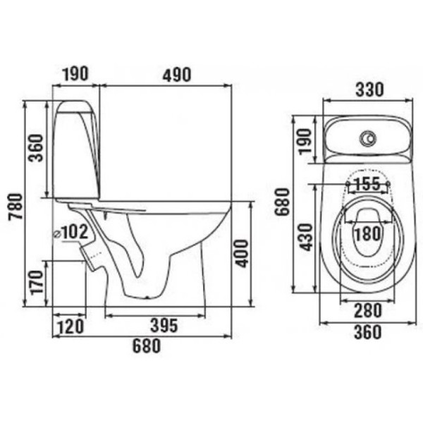 VEGA 2451.4.000.242.1 Комб., унитаз нап., нижний подвод, косой выпуск /Тосно. Фото 3