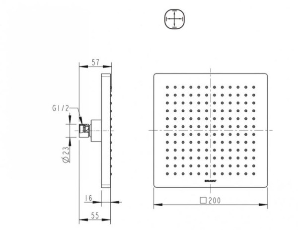 Верхний душ Bravat Built-in P7078C-RUS, хром. Фото 2