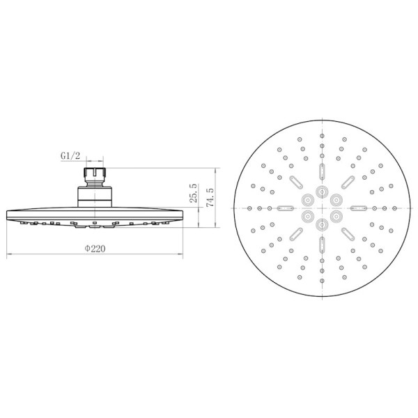 Верхний душ FASHUN A053-7, чёрный. Фото 2