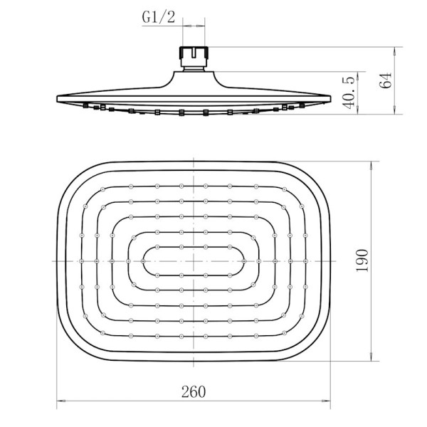 Верхний душ FASHUN A057-7, чёрный/хром. Фото 2