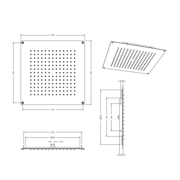 Верхний душ Graffio KINGS KI411NEO, черный. Фото 2
