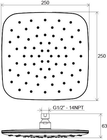 Верхний душ квадратный 250 мм 983.10. Фото 2